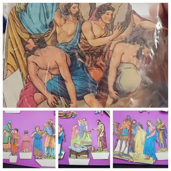Other - Vintage Bible Card Stock Paper Cut Out Stand Ups Story Tell Teaching - Large Lot